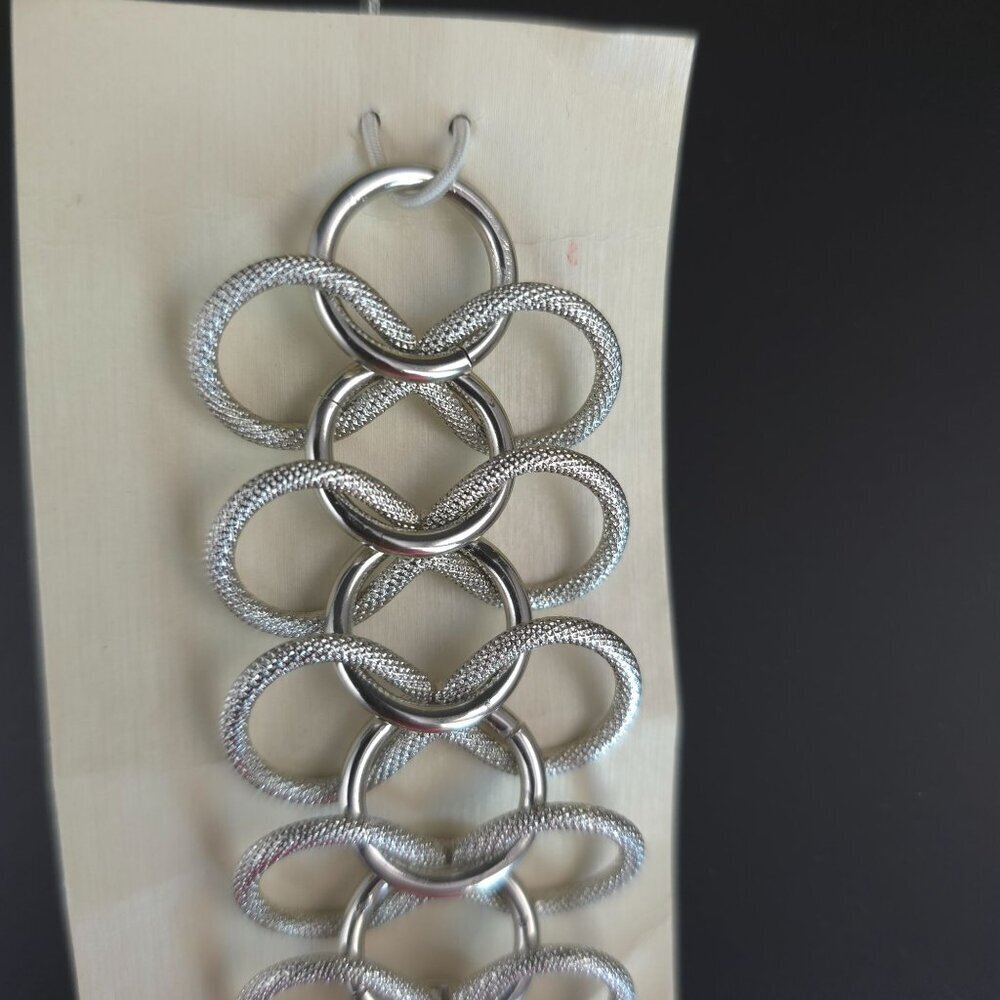 Vintage 80's Lisa Jewels Silver Chain Link Bracelet With Toggle Clasp - Picture 3 of 8